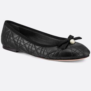Dior Ballet Flats Black Quilted Cannage Calfskin Size 36.5 NIB
